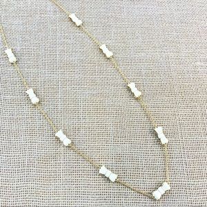 KATE SPADE Gold Ivory White Enamel Bow Necklace